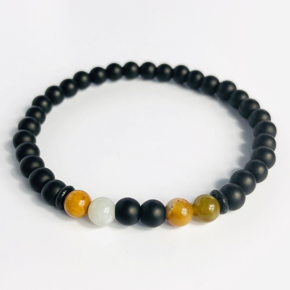 GEMSTONE | Mens Onyx Agate Beaded Bracelet